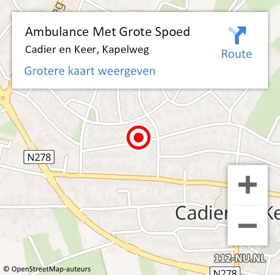 Locatie op kaart van de 112 melding: Ambulance Met Grote Spoed Naar Cadier en Keer, Kapelweg op 12 maart 2014 15:59