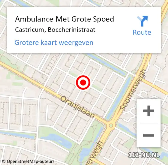 Locatie op kaart van de 112 melding: Ambulance Met Grote Spoed Naar Castricum, Boccherinistraat op 23 oktober 2018 08:47
