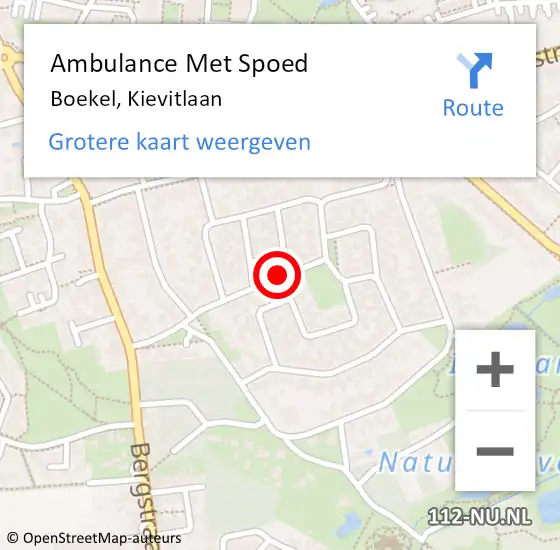 Locatie op kaart van de 112 melding: Ambulance Met Spoed Naar Boekel, Kievitlaan op 23 oktober 2018 09:06