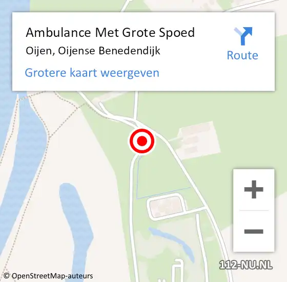 Locatie op kaart van de 112 melding: Ambulance Met Grote Spoed Naar Oijen, Oijense Benedendijk op 23 oktober 2018 09:24