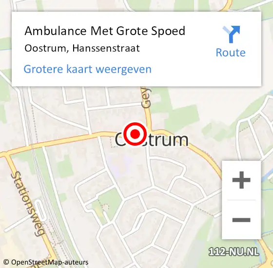 Locatie op kaart van de 112 melding: Ambulance Met Grote Spoed Naar Oostrum, Mgr. Hanssenstraat op 23 oktober 2018 09:42
