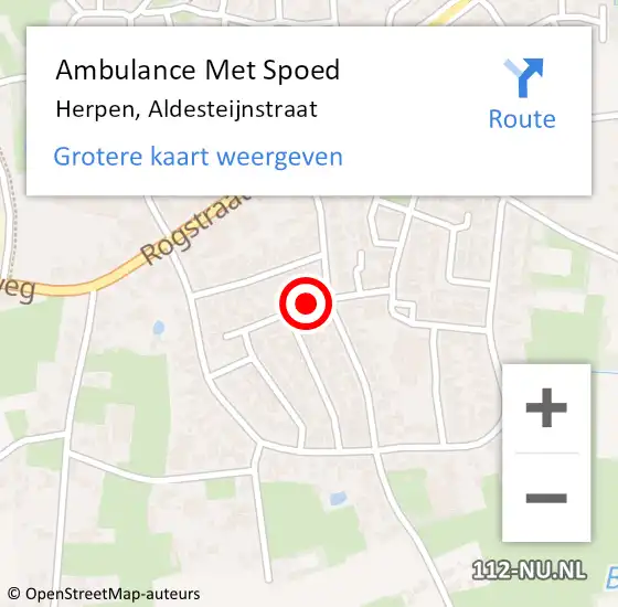 Locatie op kaart van de 112 melding: Ambulance Met Spoed Naar Herpen, Aldesteijnstraat op 23 oktober 2018 10:24