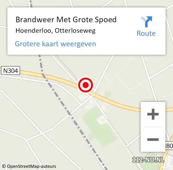 Locatie op kaart van de 112 melding: Brandweer Met Grote Spoed Naar Hoenderloo, Otterloseweg op 12 maart 2014 16:10