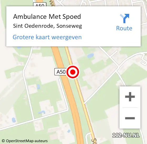 Locatie op kaart van de 112 melding: Ambulance Met Spoed Naar Sint Oedenrode, Sonseweg op 23 oktober 2018 10:55