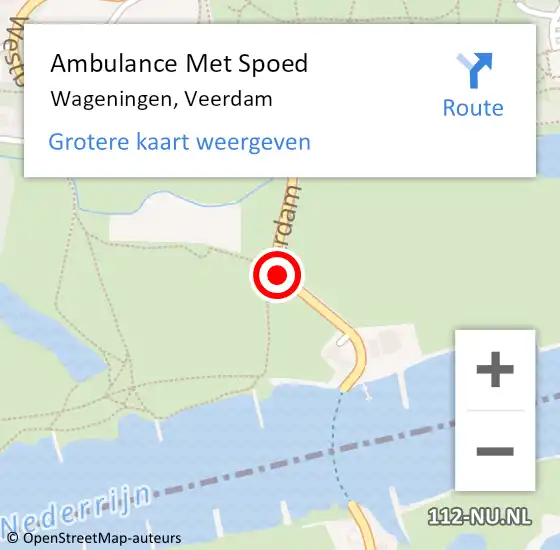 Locatie op kaart van de 112 melding: Ambulance Met Spoed Naar Wageningen, Veerdam op 23 oktober 2018 11:24