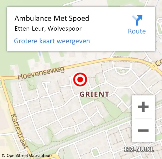 Locatie op kaart van de 112 melding: Ambulance Met Spoed Naar Etten-Leur, Wolvespoor op 23 oktober 2018 12:24