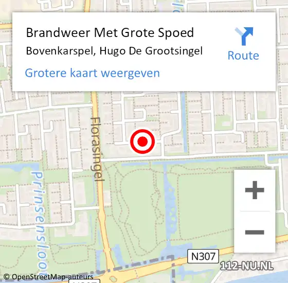 Locatie op kaart van de 112 melding: Brandweer Met Grote Spoed Naar Bovenkarspel, Hugo De Grootsingel op 23 oktober 2018 12:28