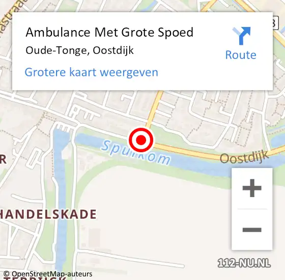 Locatie op kaart van de 112 melding: Ambulance Met Grote Spoed Naar Oude-Tonge, Oostdijk op 23 oktober 2018 13:26