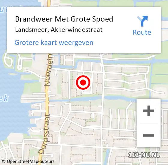 Locatie op kaart van de 112 melding: Brandweer Met Grote Spoed Naar Landsmeer, Akkerwindestraat op 23 oktober 2018 13:59