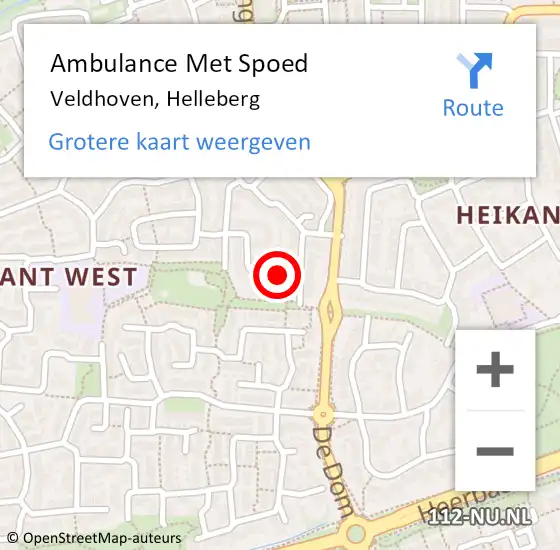 Locatie op kaart van de 112 melding: Ambulance Met Spoed Naar Veldhoven, Helleberg op 23 oktober 2018 14:12