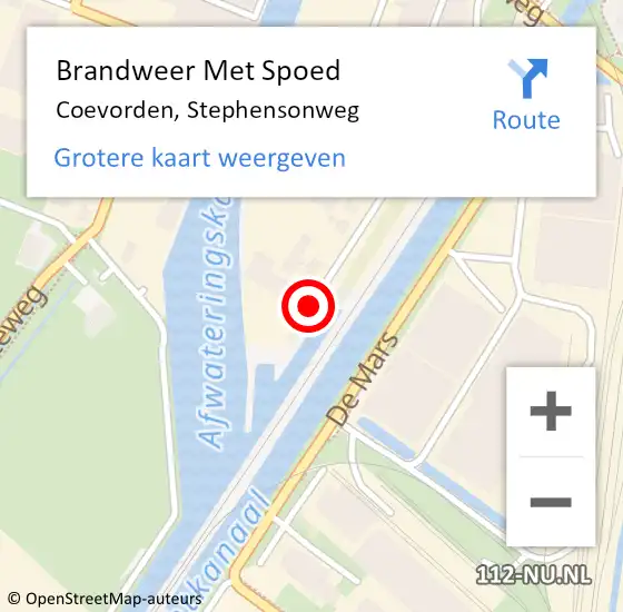 Locatie op kaart van de 112 melding: Brandweer Met Spoed Naar Coevorden, Stephensonweg op 12 maart 2014 16:29