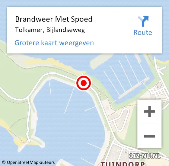 Locatie op kaart van de 112 melding: Brandweer Met Spoed Naar Tolkamer, Bijlandseweg op 23 oktober 2018 14:43