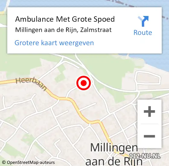 Locatie op kaart van de 112 melding: Ambulance Met Grote Spoed Naar Millingen aan de Rijn, Zalmstraat op 23 oktober 2018 14:44