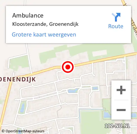 Locatie op kaart van de 112 melding: Ambulance Kloosterzande, Groenendijk op 23 oktober 2018 15:20