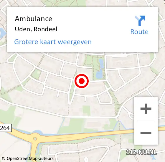 Locatie op kaart van de 112 melding: Ambulance Uden, Rondeel op 23 oktober 2018 16:12