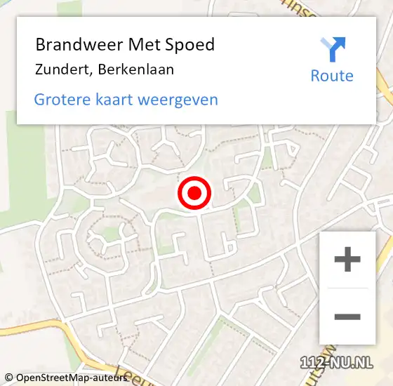 Locatie op kaart van de 112 melding: Brandweer Met Spoed Naar Zundert, Berkenlaan op 23 oktober 2018 16:55