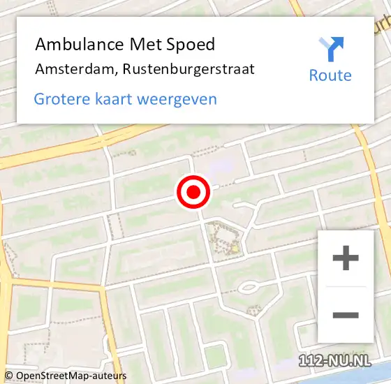 Locatie op kaart van de 112 melding: Ambulance Met Spoed Naar Amsterdam, Rustenburgerstraat op 23 oktober 2018 17:20