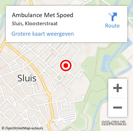 Locatie op kaart van de 112 melding: Ambulance Met Spoed Naar Sluis, Kloosterstraat op 23 oktober 2018 17:22