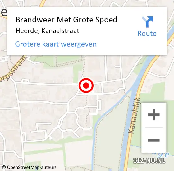 Locatie op kaart van de 112 melding: Brandweer Met Grote Spoed Naar Heerde, Kanaalstraat op 23 oktober 2018 17:30