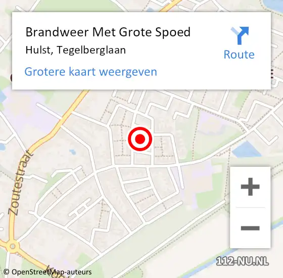 Locatie op kaart van de 112 melding: Brandweer Met Grote Spoed Naar Hulst, Tegelberglaan op 23 oktober 2018 17:36