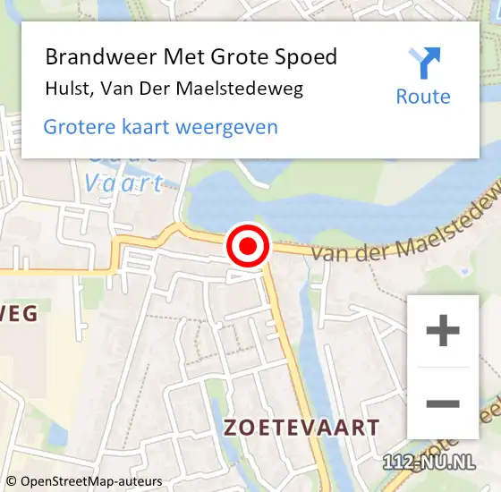 Locatie op kaart van de 112 melding: Brandweer Met Grote Spoed Naar Hulst, Van Der Maelstedeweg op 23 oktober 2018 18:08