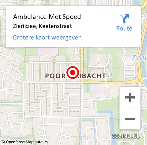 Locatie op kaart van de 112 melding: Ambulance Met Spoed Naar Zierikzee, Keetenstraat op 23 oktober 2018 20:36