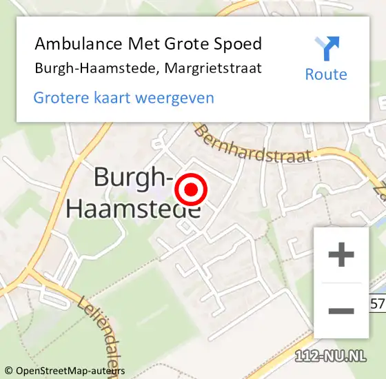 Locatie op kaart van de 112 melding: Ambulance Met Grote Spoed Naar Burgh-Haamstede, Margrietstraat op 23 oktober 2018 20:52
