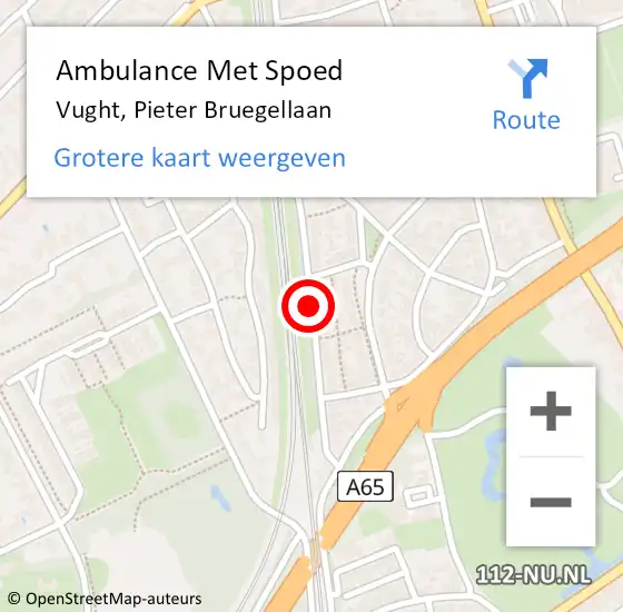 Locatie op kaart van de 112 melding: Ambulance Met Spoed Naar Vught, Pieter Bruegellaan op 23 oktober 2018 21:03