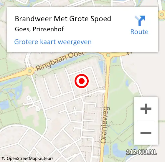 Locatie op kaart van de 112 melding: Brandweer Met Grote Spoed Naar Goes, Prinsenhof op 23 oktober 2018 21:49