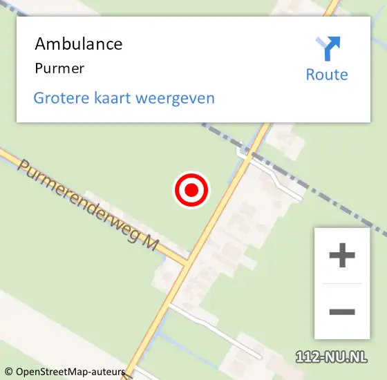 Locatie op kaart van de 112 melding: Ambulance Purmer op 23 oktober 2018 22:05