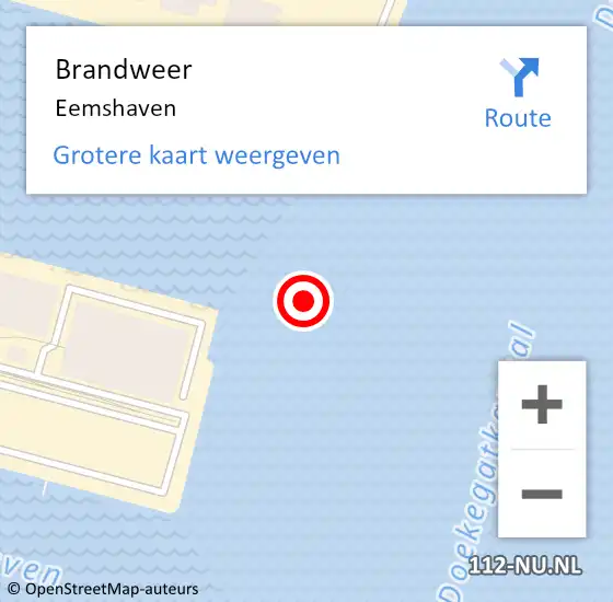 Locatie op kaart van de 112 melding: Brandweer Eemshaven op 24 oktober 2018 02:16
