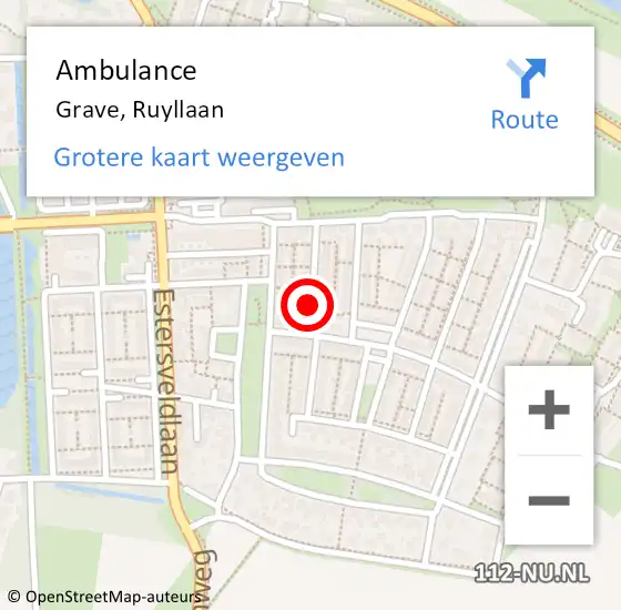 Locatie op kaart van de 112 melding: Ambulance Grave, Ruyllaan op 24 oktober 2018 02:27