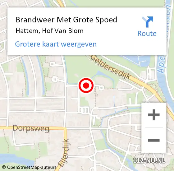 Locatie op kaart van de 112 melding: Brandweer Met Grote Spoed Naar Hattem, Hof Van Blom op 24 oktober 2018 03:01