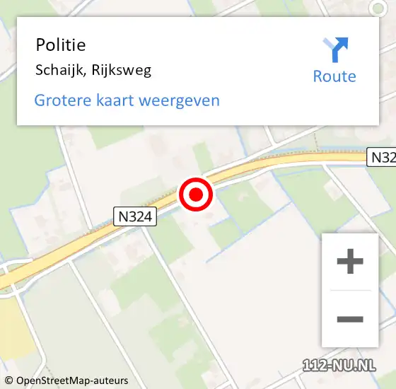 Locatie op kaart van de 112 melding: Politie Schaijk, Rijksweg op 24 oktober 2018 07:36