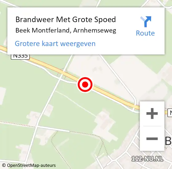 Locatie op kaart van de 112 melding: Brandweer Met Grote Spoed Naar Beek Montferland, Arnhemseweg op 24 oktober 2018 07:38