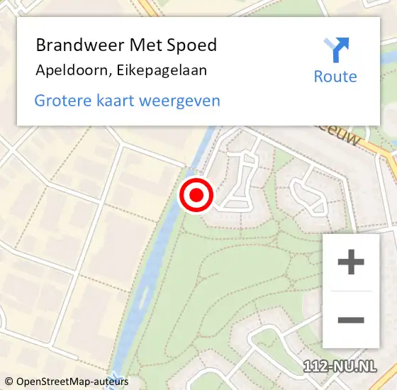 Locatie op kaart van de 112 melding: Brandweer Met Spoed Naar Apeldoorn, Eikepagelaan op 24 oktober 2018 08:10