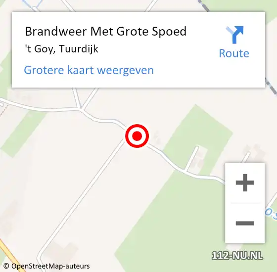 Locatie op kaart van de 112 melding: Brandweer Met Grote Spoed Naar 't Goy, Tuurdijk op 24 oktober 2018 08:38