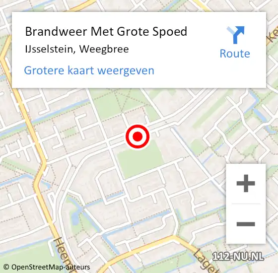 Locatie op kaart van de 112 melding: Brandweer Met Grote Spoed Naar IJsselstein, Weegbree op 24 oktober 2018 10:22