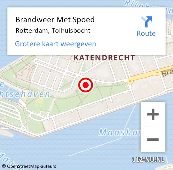 Locatie op kaart van de 112 melding: Brandweer Met Spoed Naar Rotterdam, Tolhuisbocht op 24 oktober 2018 10:29