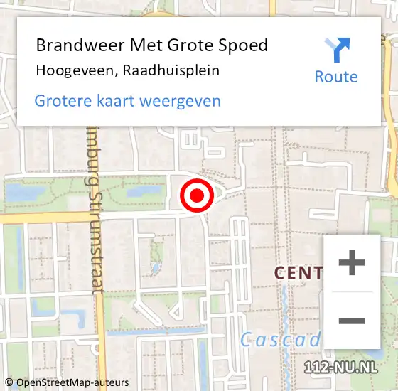 Locatie op kaart van de 112 melding: Brandweer Met Grote Spoed Naar Hoogeveen, Raadhuisplein op 24 oktober 2018 10:30