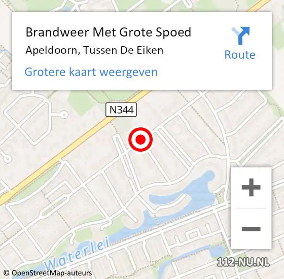 Locatie op kaart van de 112 melding: Brandweer Met Grote Spoed Naar Apeldoorn, Tussen De Eiken op 24 oktober 2018 11:28