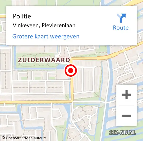 Locatie op kaart van de 112 melding: Politie Vinkeveen, Plevierenlaan op 24 oktober 2018 11:33