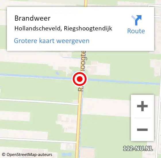 Locatie op kaart van de 112 melding: Brandweer Hollandscheveld, Riegshoogtendijk op 24 oktober 2018 11:36