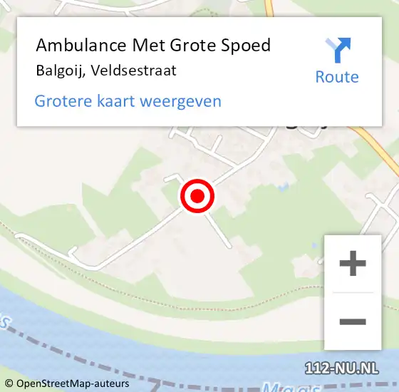 Locatie op kaart van de 112 melding: Ambulance Met Grote Spoed Naar Balgoij, Veldsestraat op 24 oktober 2018 12:02