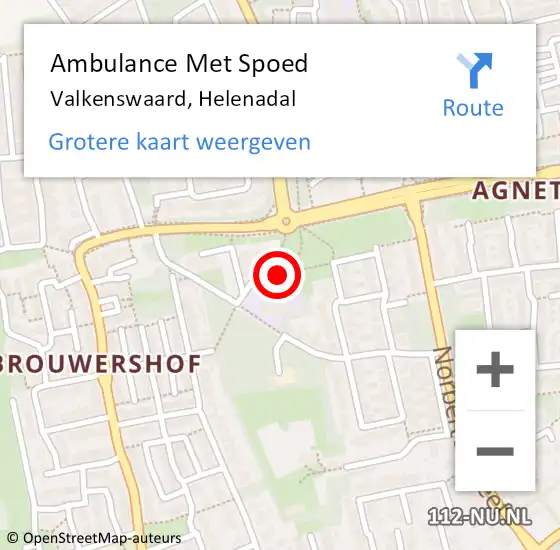 Locatie op kaart van de 112 melding: Ambulance Met Spoed Naar Valkenswaard, Helenadal op 24 oktober 2018 12:04