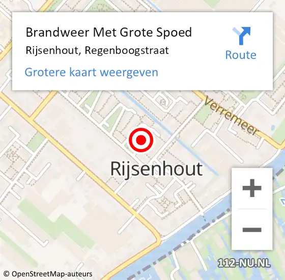 Locatie op kaart van de 112 melding: Brandweer Met Grote Spoed Naar Rijsenhout, Regenboogstraat op 24 oktober 2018 12:34