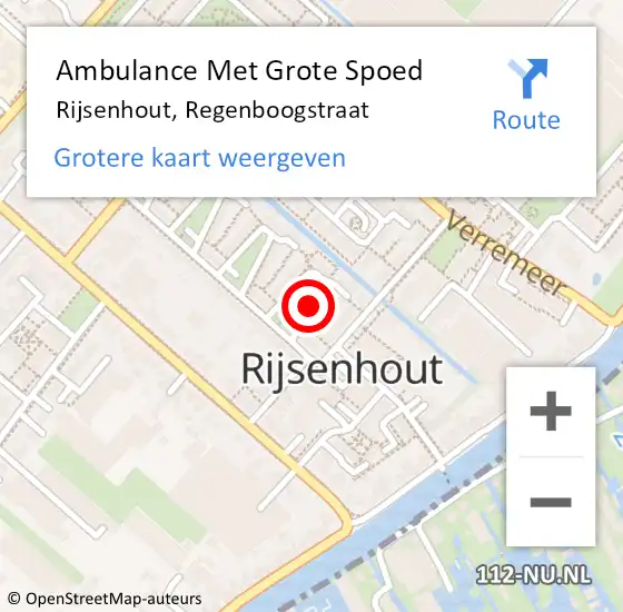 Locatie op kaart van de 112 melding: Ambulance Met Grote Spoed Naar Rijsenhout, Regenboogstraat op 24 oktober 2018 12:34