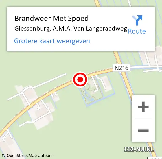 Locatie op kaart van de 112 melding: Brandweer Met Spoed Naar Giessenburg, A.M.A. Van Langeraadweg op 24 oktober 2018 12:43