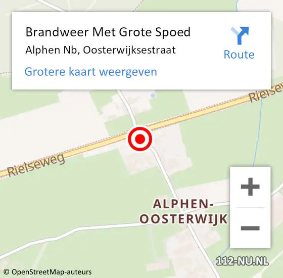 Locatie op kaart van de 112 melding: Brandweer Met Grote Spoed Naar Alphen Nb, Oosterwijksestraat op 24 oktober 2018 12:53