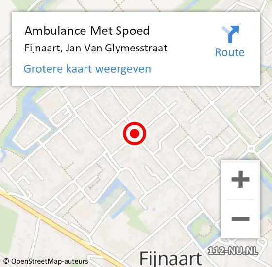 Locatie op kaart van de 112 melding: Ambulance Met Spoed Naar Fijnaart, Jan Van Glymesstraat op 24 oktober 2018 13:05